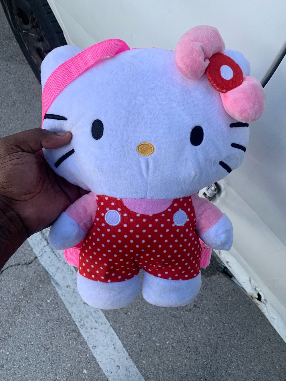 Hello Kitty Plush Backpack in White, Pink and Red